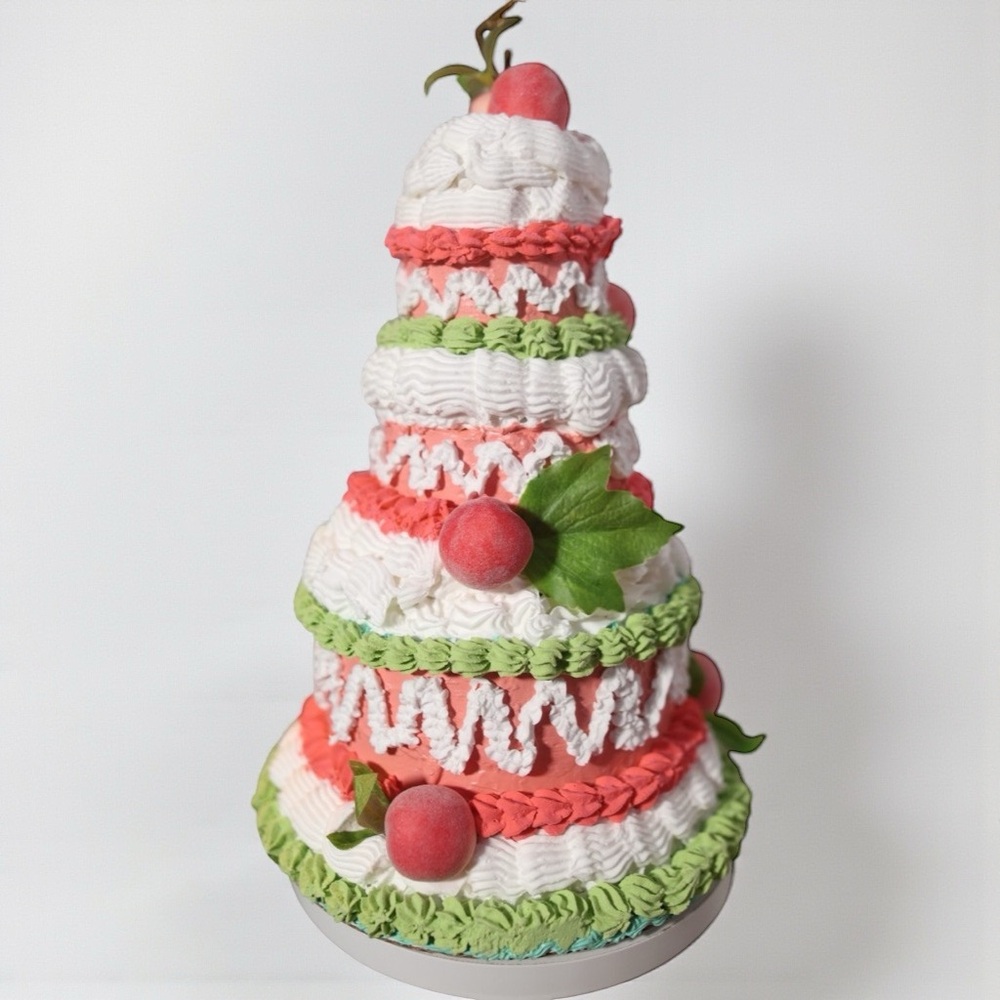 Peach Faux Cake Display | Whimsical Tiered Dessert Prop | Bakerycore Decor